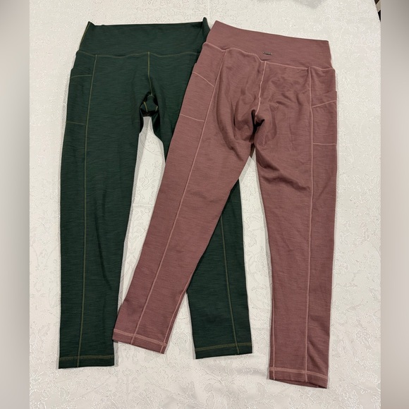 Prana Pants - Prana Leggings in Forest Green and Mauve